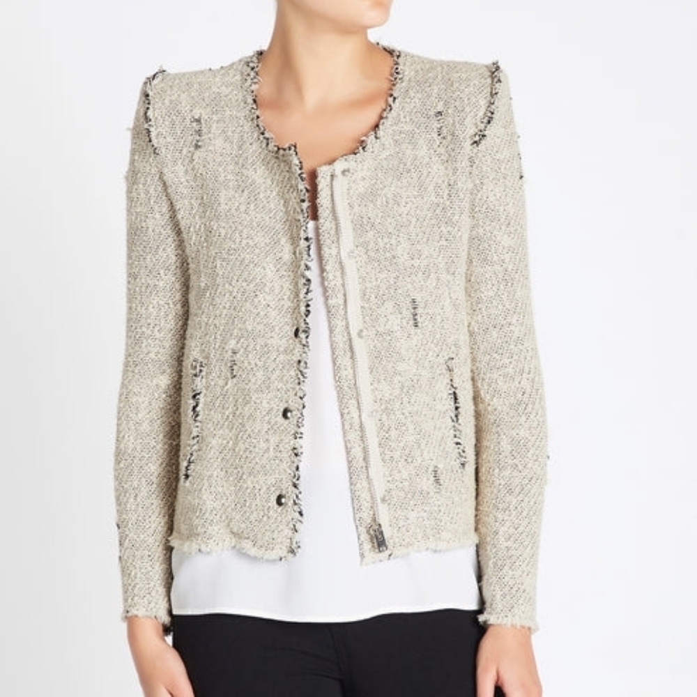 IRO Distressed "Agnette" Tweed Jacket Size EU 34 US XS SMALL - Picture 5 of 16
